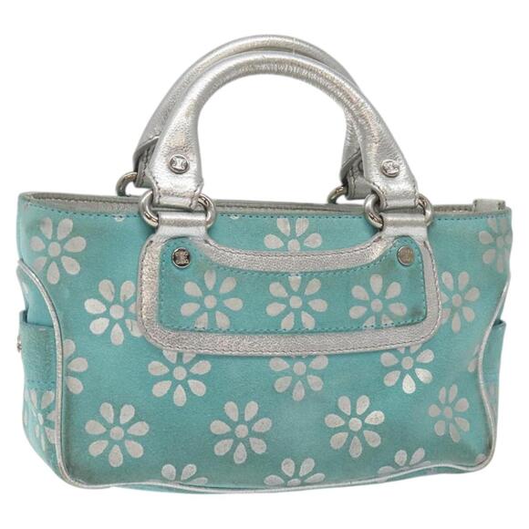 CELINE Hand Bag Suede Light Blue Silver - Picture 1 of 12